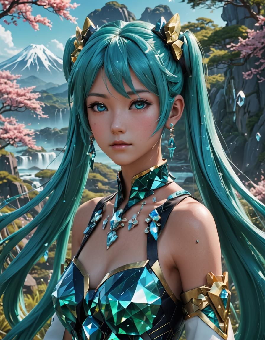 Miku,master piece, high quality, 4K, 8K, Hair with scenery, ...