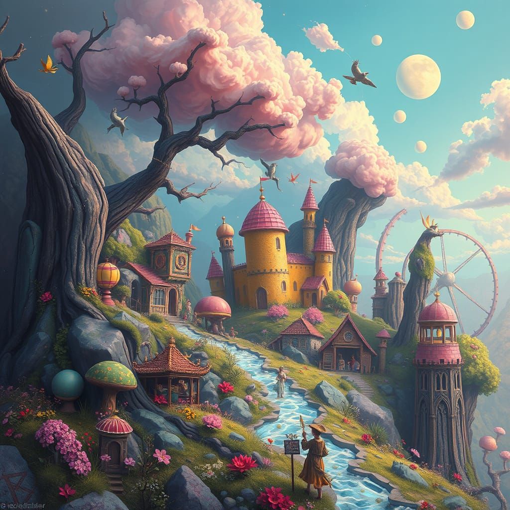 Dreamlike Scene in Fantasy Surrealism Style