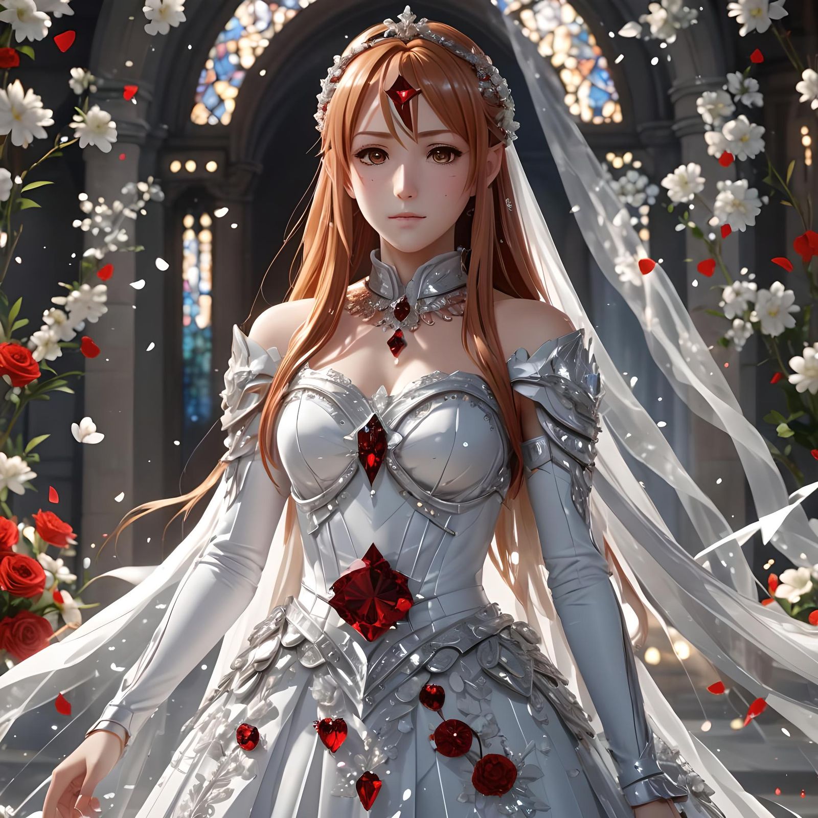Asuna Yuuki in Wedding Dress: 3D Anime Art