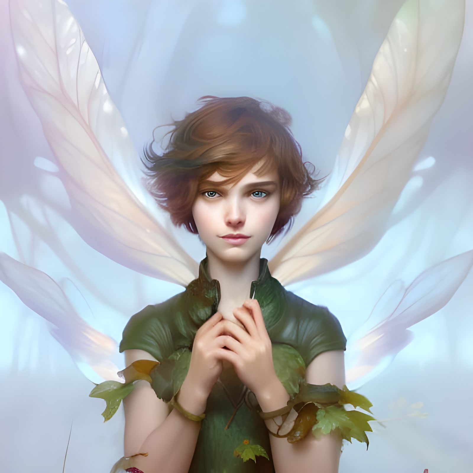 Mushroom Fairy Portrait in Art Nouveau Style