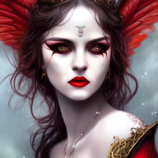 Noble Gothic Woman with Dragon Wings