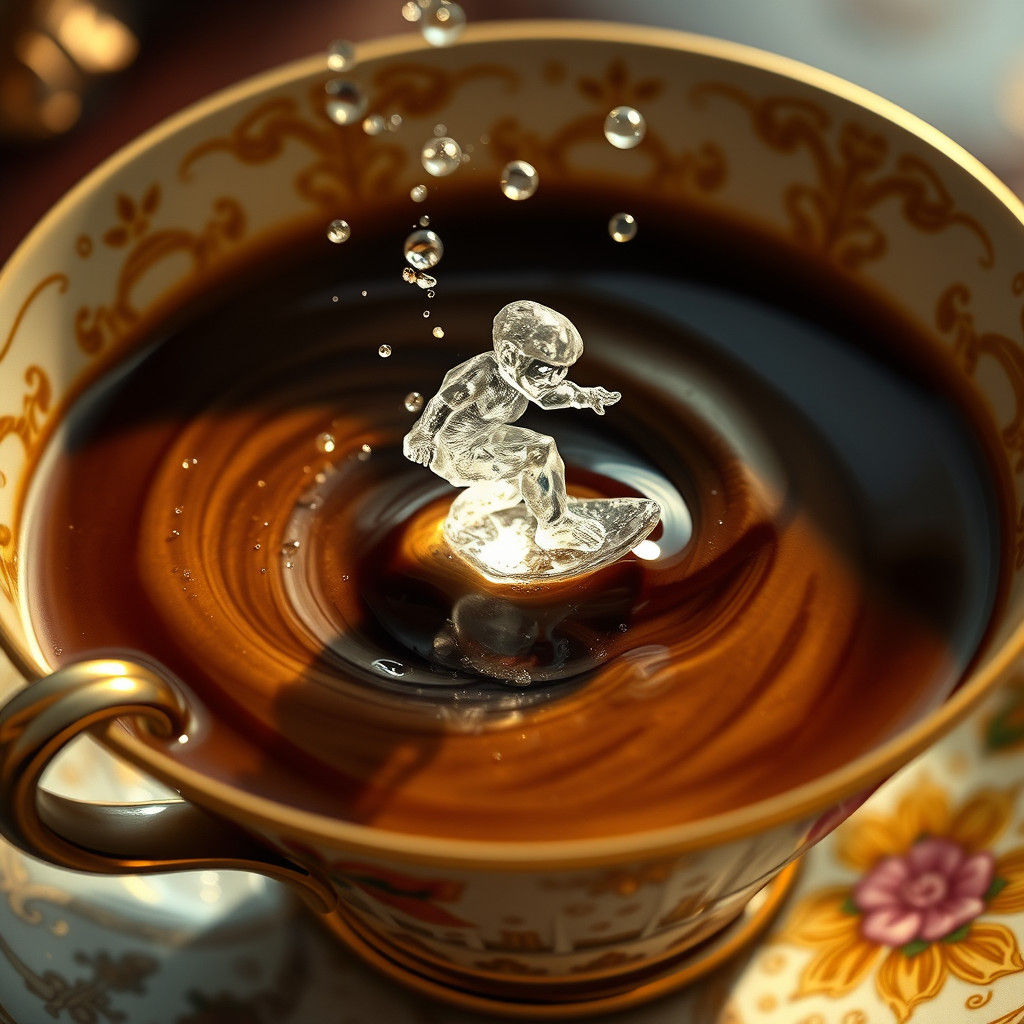Sugar Surfer Rides Coffee Wave in 8k Digital Art