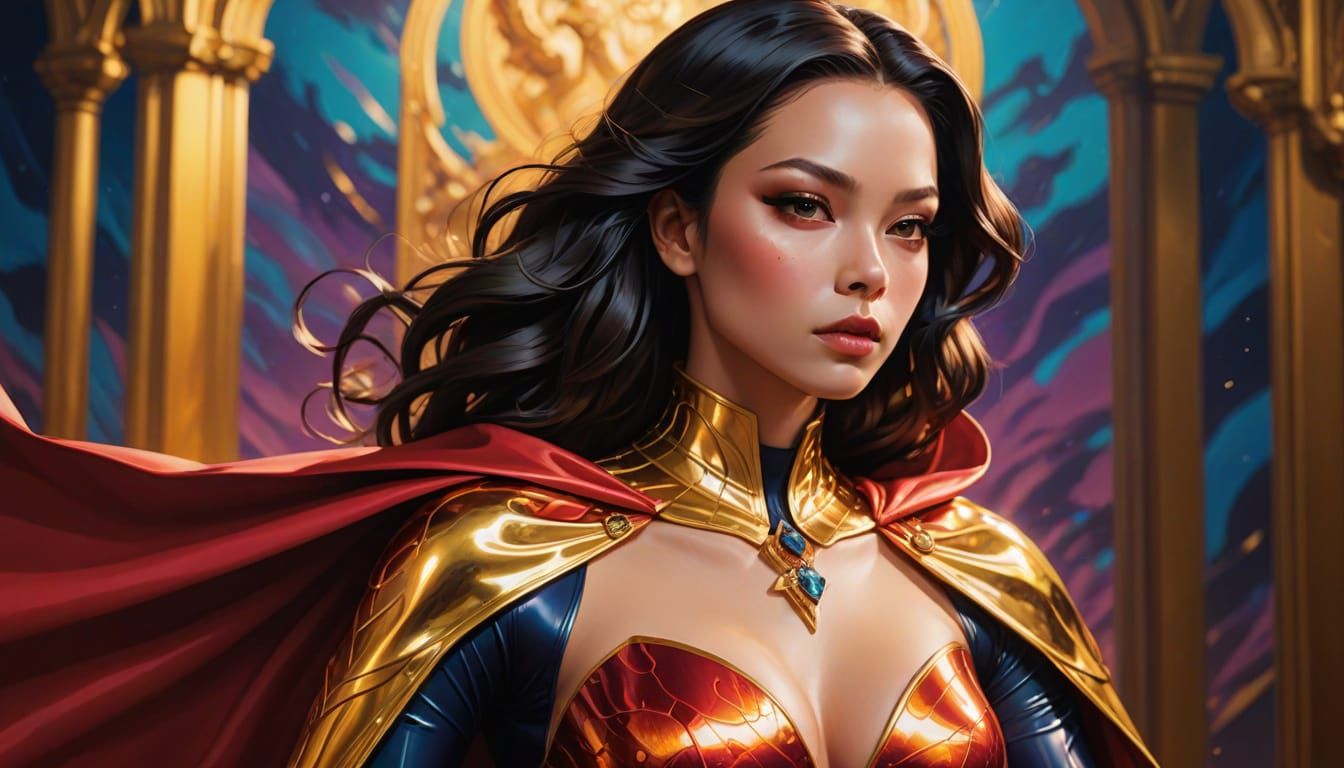 Anime Boa Hancock in Regal Latex Catsuit and Cape Illustrati...