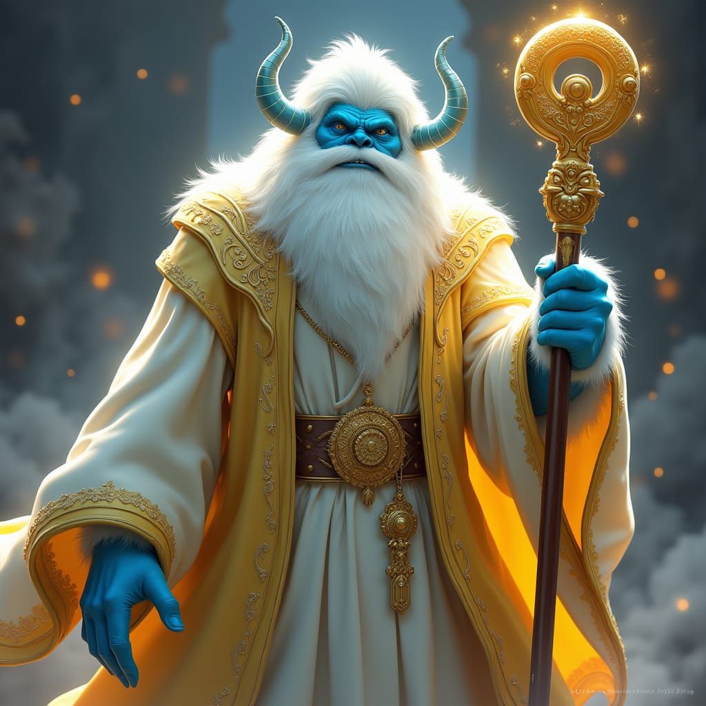 Regal Blue Yeti in Anime Key Visual Style