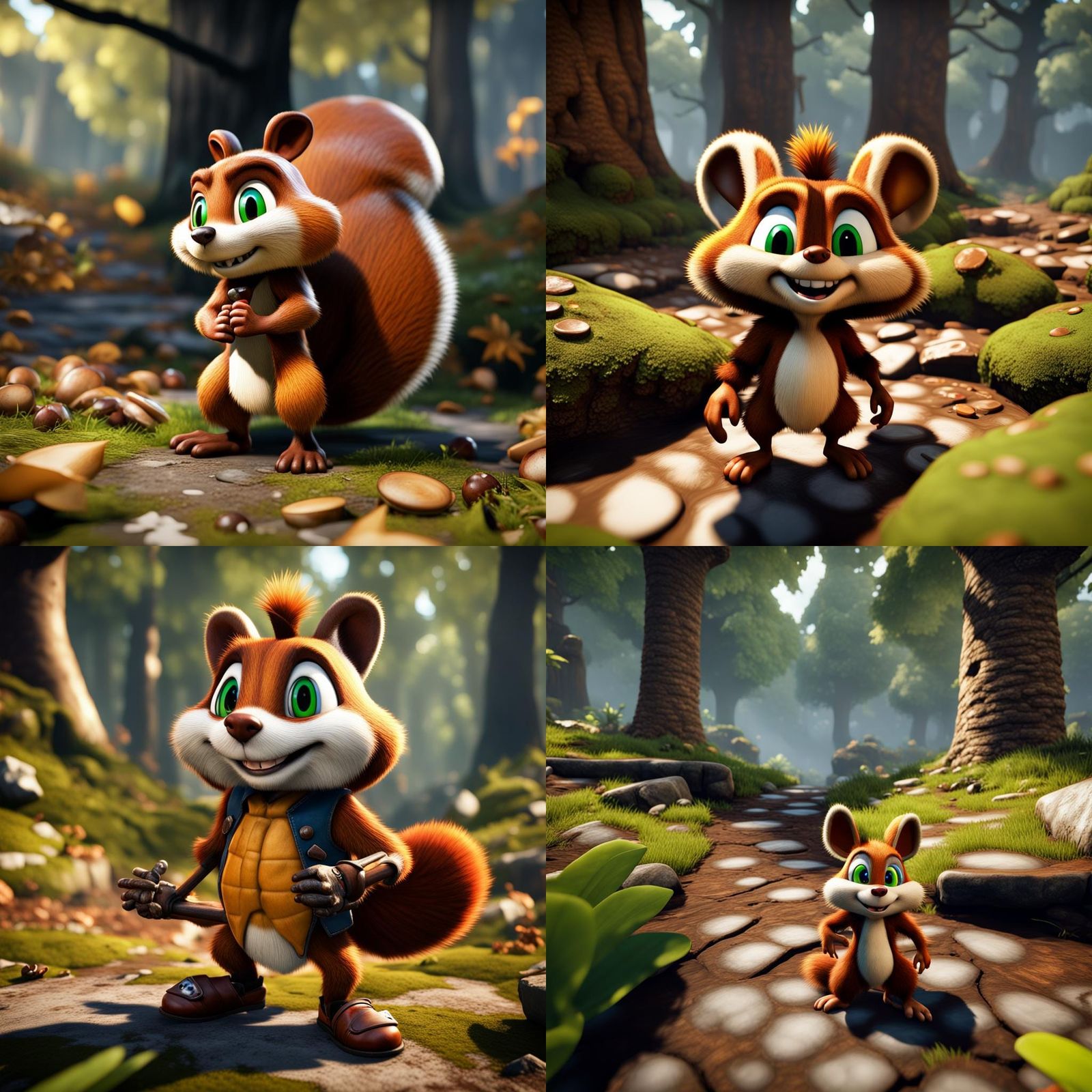 Hyperrealistic Conker and Berri in Unreal Engine