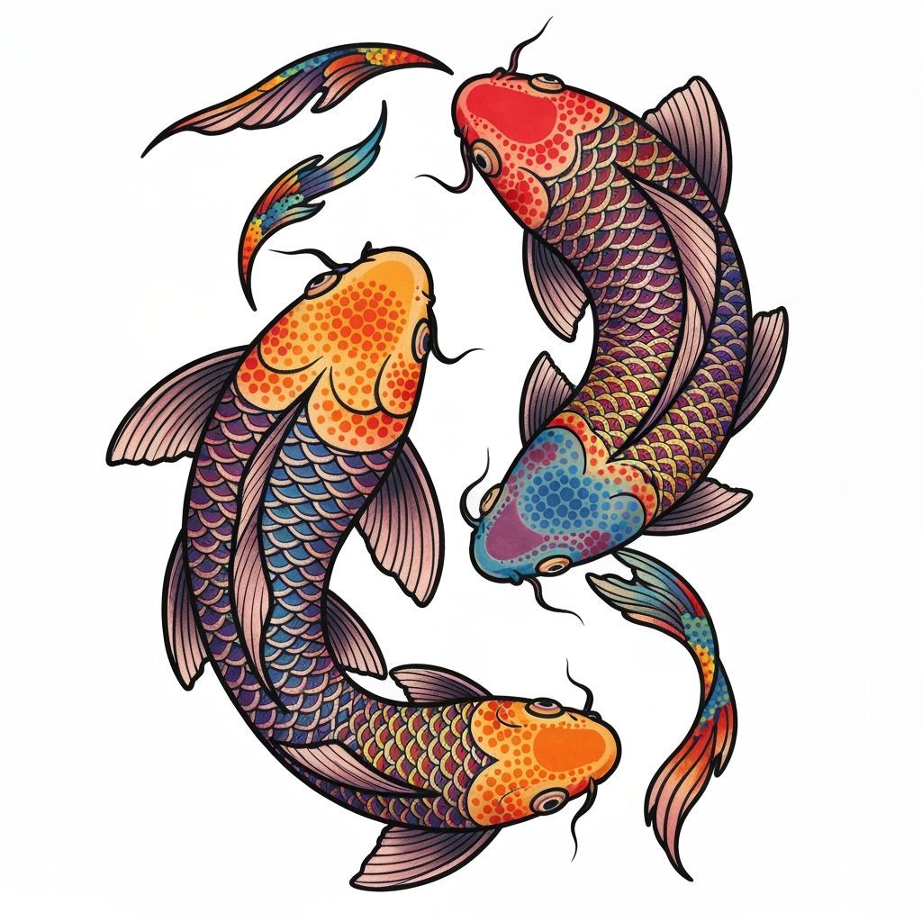 Polka Dot Koi Fish Tattoo Design
