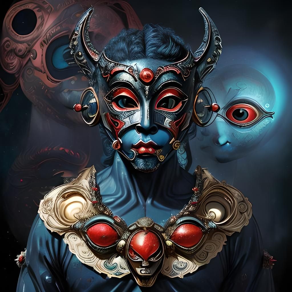 Alien in Venetian Mask, Surreal Haute Couture