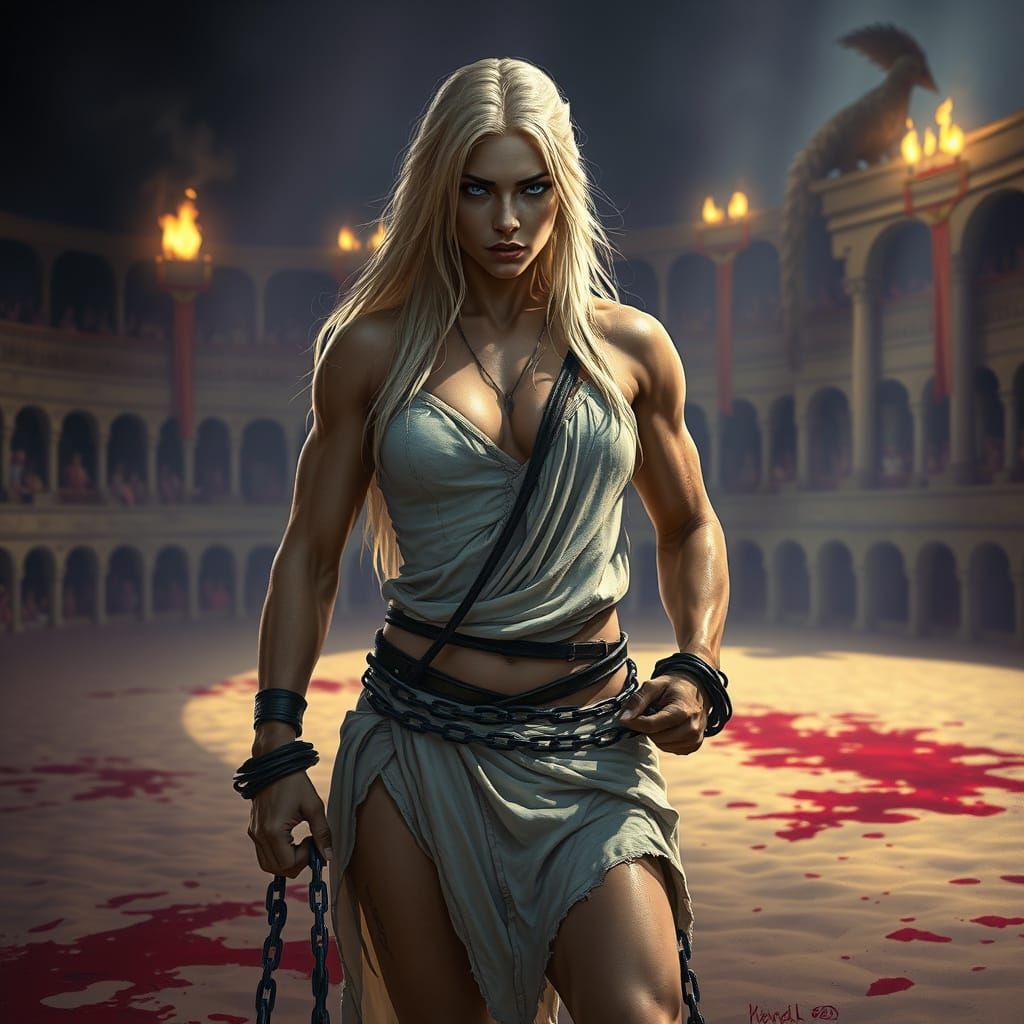 Female Gladiator in Dark Fantasy Style