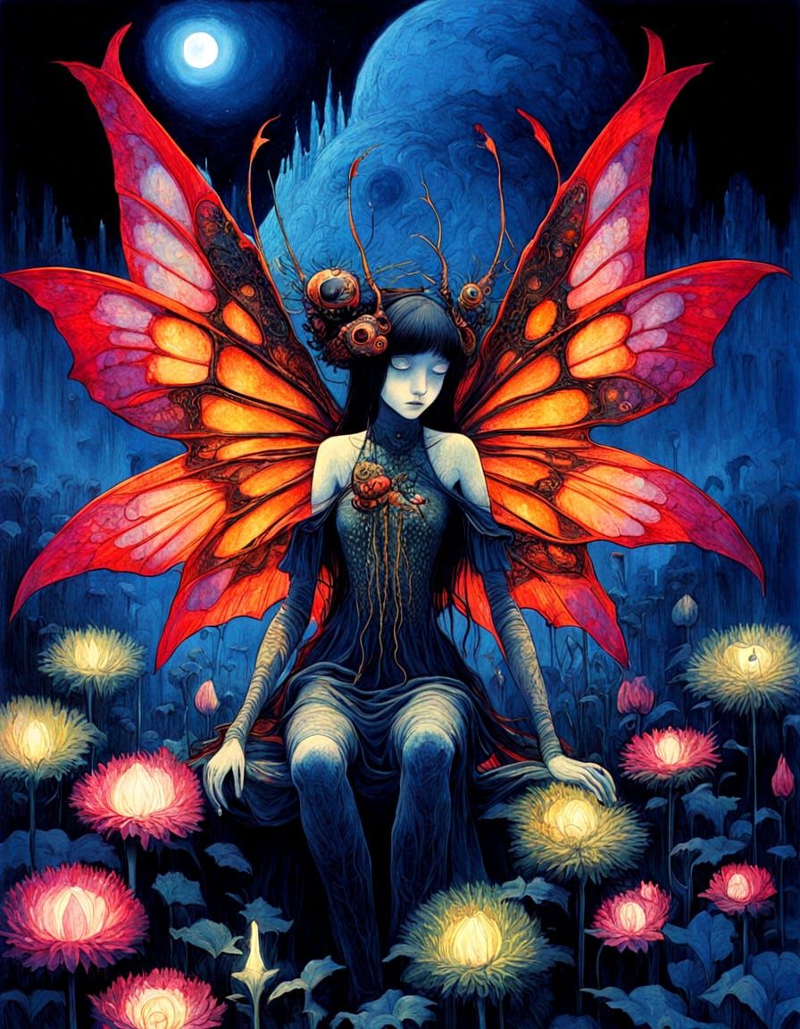 Dark Fantasy Fairy Monster in Manga Style