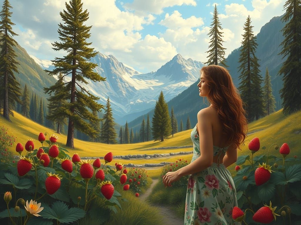 Alpine Valley Scene in Romanticist Style