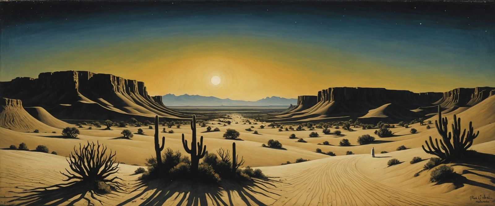 Surreal Desert Landscape Under Harsh Light