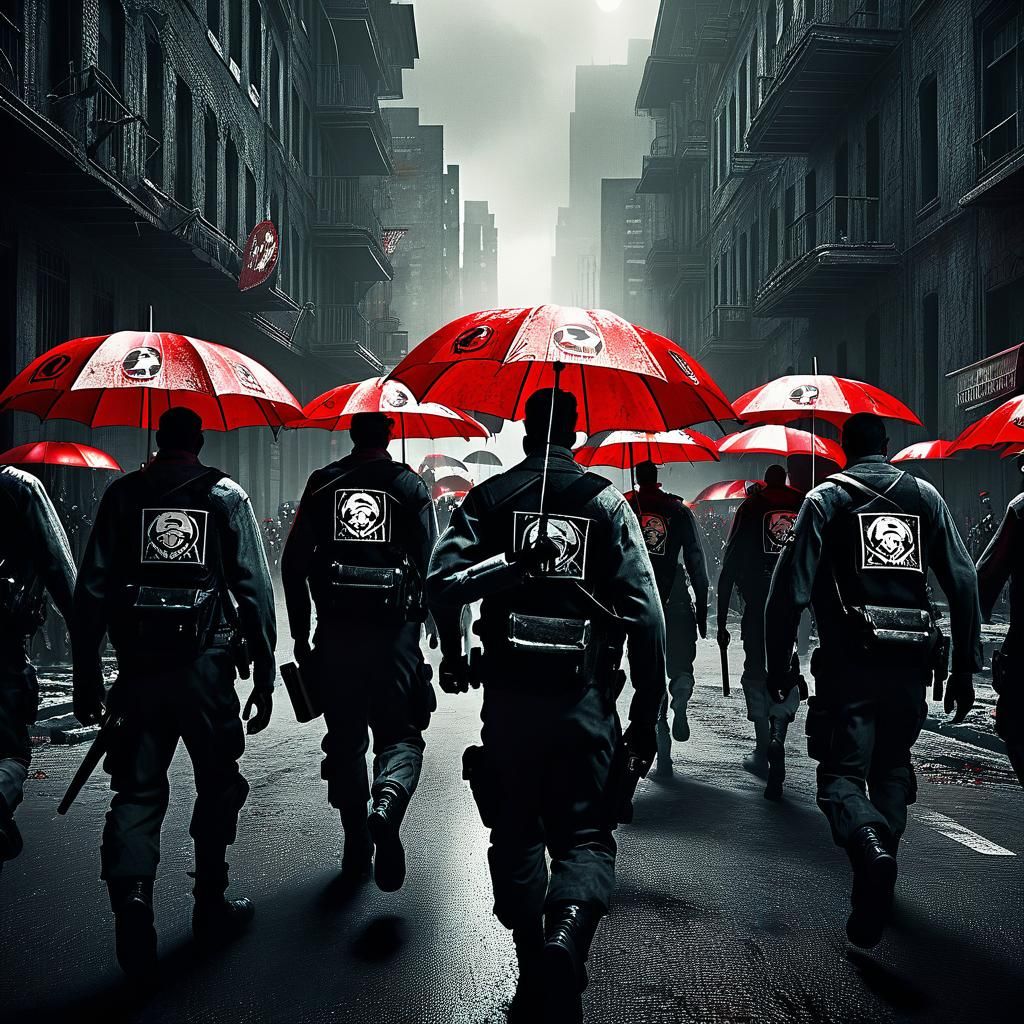 Epic Zombie Horde Marches Through a Desolate City Street