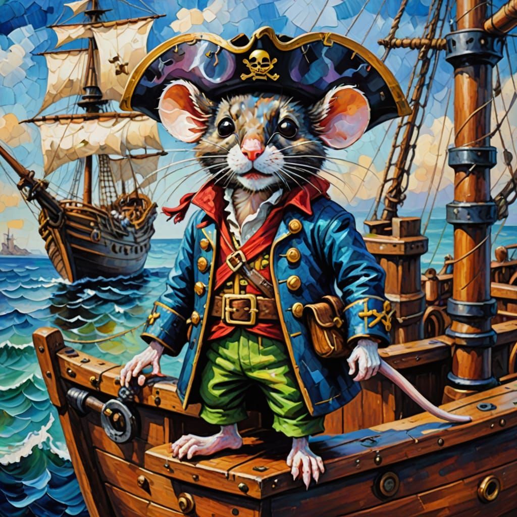 Pirate Mouse in Vibrant Neo-Expressionist Style