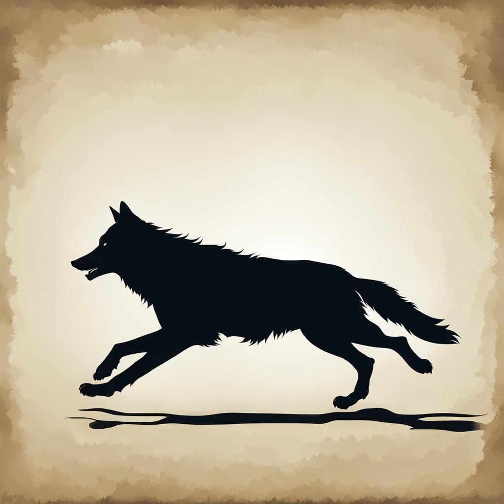 Wolf Running Silhouette