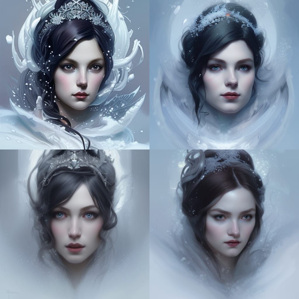 Snow Queen Portrait in Hyperdetailed Concept Art