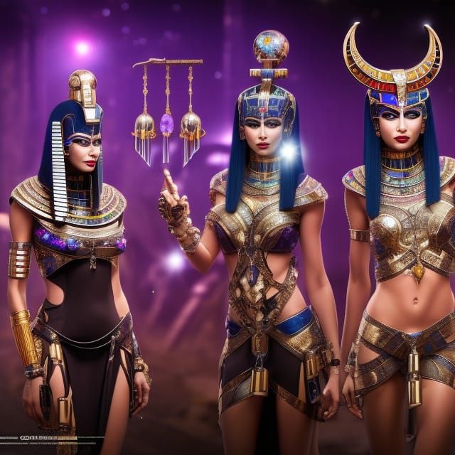 Futuristic Egyptian Alien with Cyberpunk Jewelry