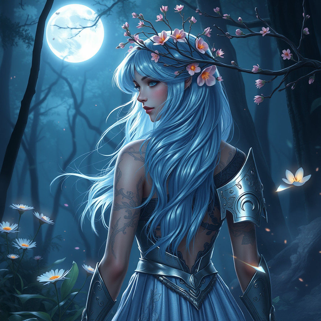 Mystical Forest Guardian in Moonlit Grove