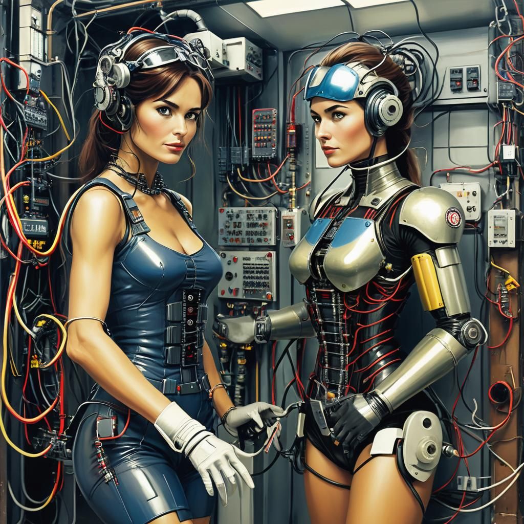 Futuristic Electrical Woman: AI-Generated Concept Art