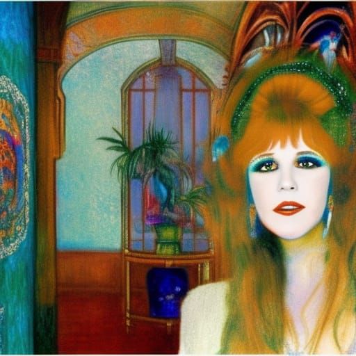 Stevie Nicks in Art Nouveau Peacock Room, Impressionistic St...