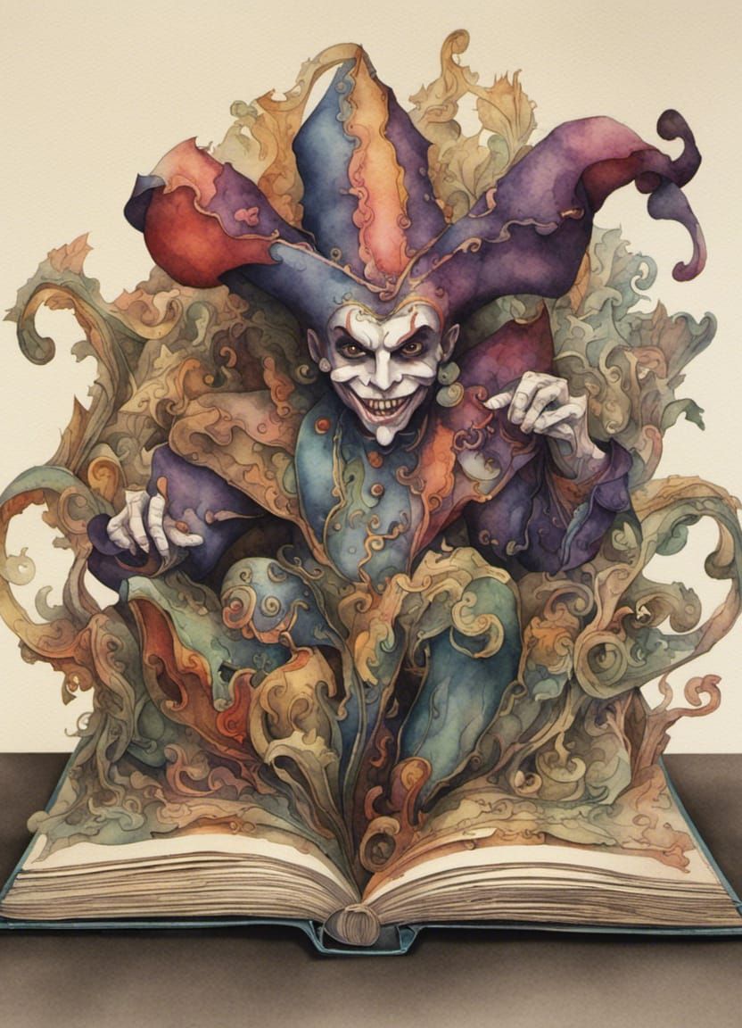 Ominous Jester Emerges in Watercolor Popup Book