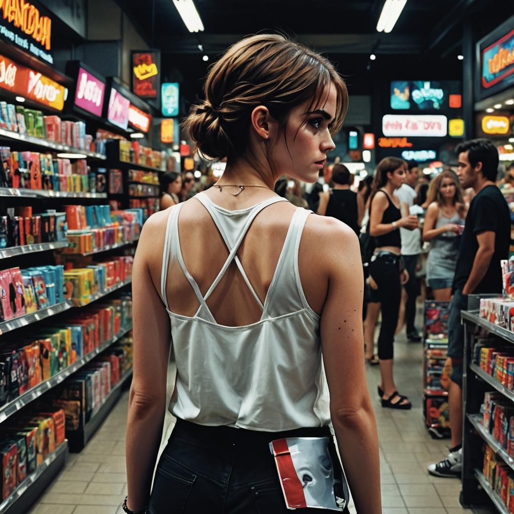 Emma Watson as Vampire in 70s Mall, Digital Art