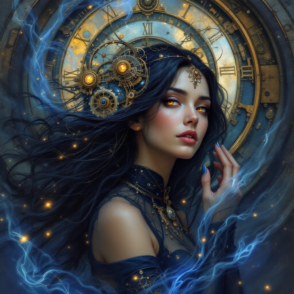 Clockwork Summoner in Art Nouveau & Tonalist Style