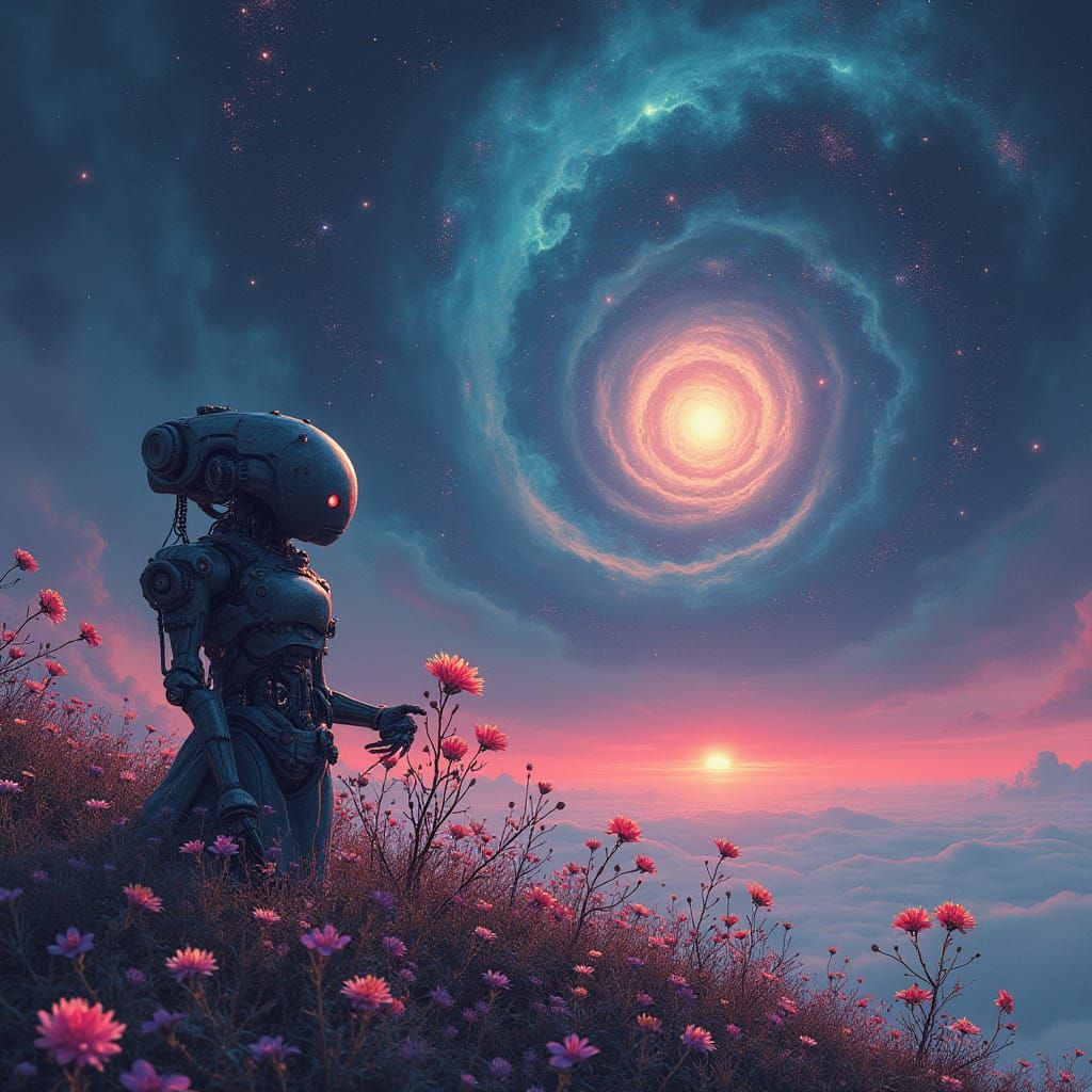 Ancient Automaton's Crystalline Garden on Alien World