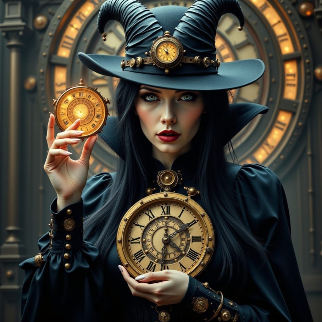 Surreal Clockpunk Goddess Wields Ancient Magic