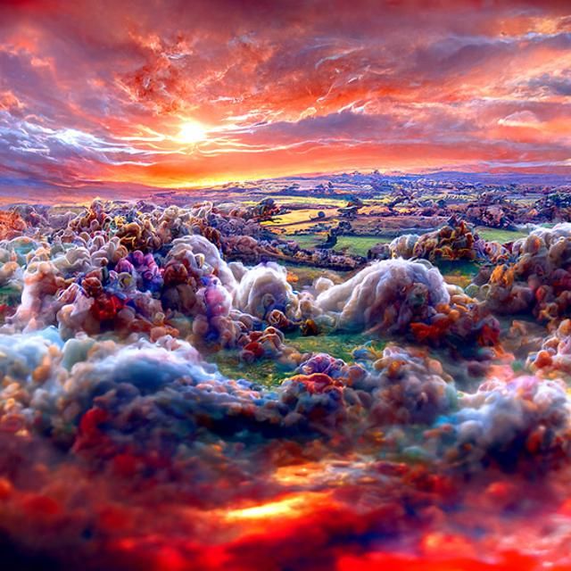 Ethereal Sunset Over Fantasy English Landscape