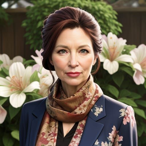 Floral Brocade Portrait in Kinkade Style