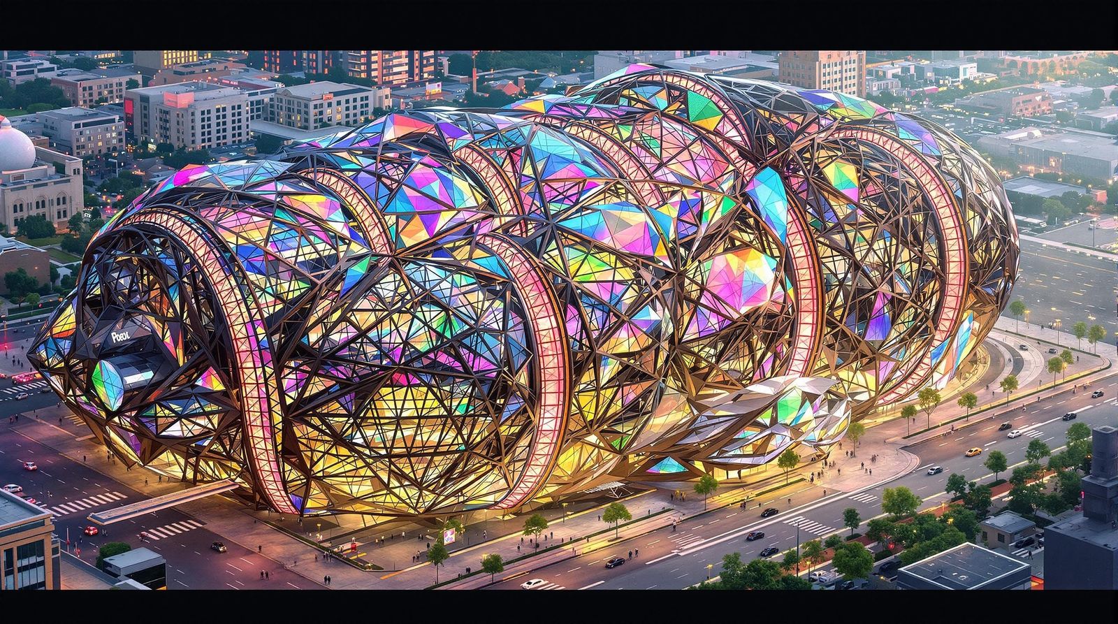 Futuristic Pod Hotel in Neon Metropolis Style