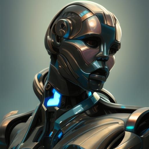 Detailed Robot Portrait in Art Nouveau Style