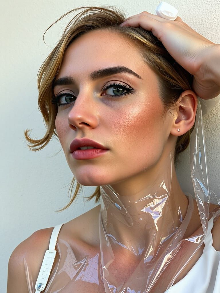 Hyper-realistic Natalie Portman Made of Glue on Wall