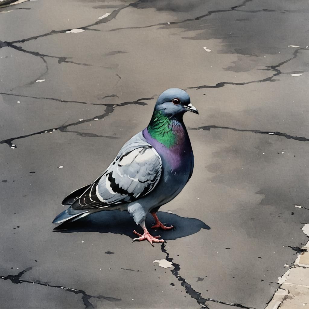 Pigeon, watercolor
