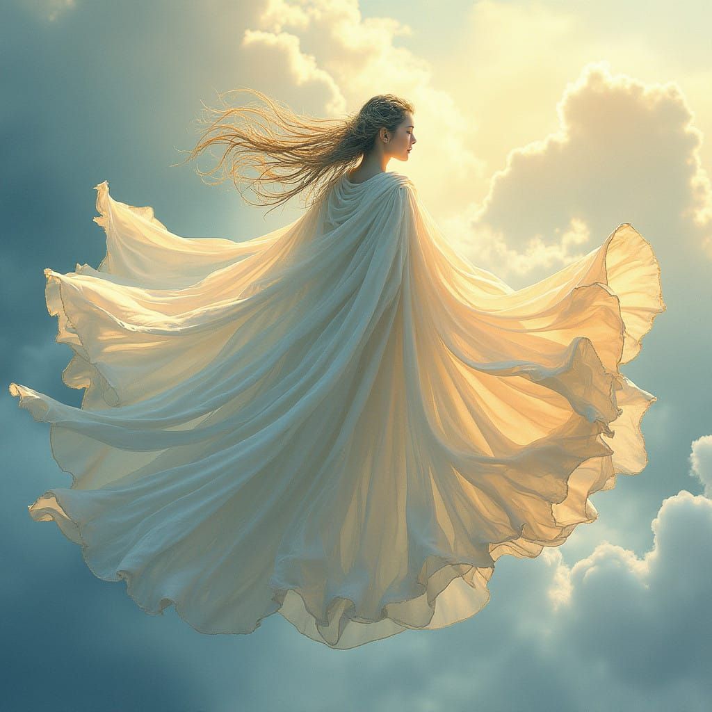 Dreamlike Cloak of Freedom Soars on Ethereal Winds