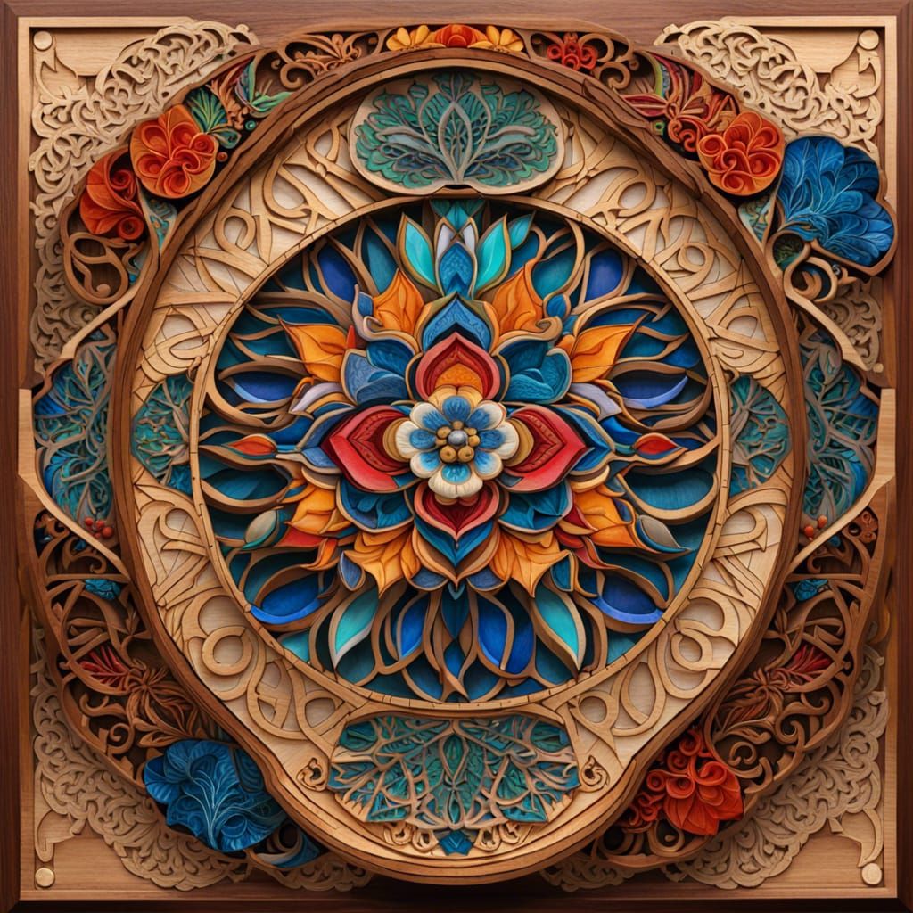 3D Ornamental Mandala: Wooden Mandalic Design