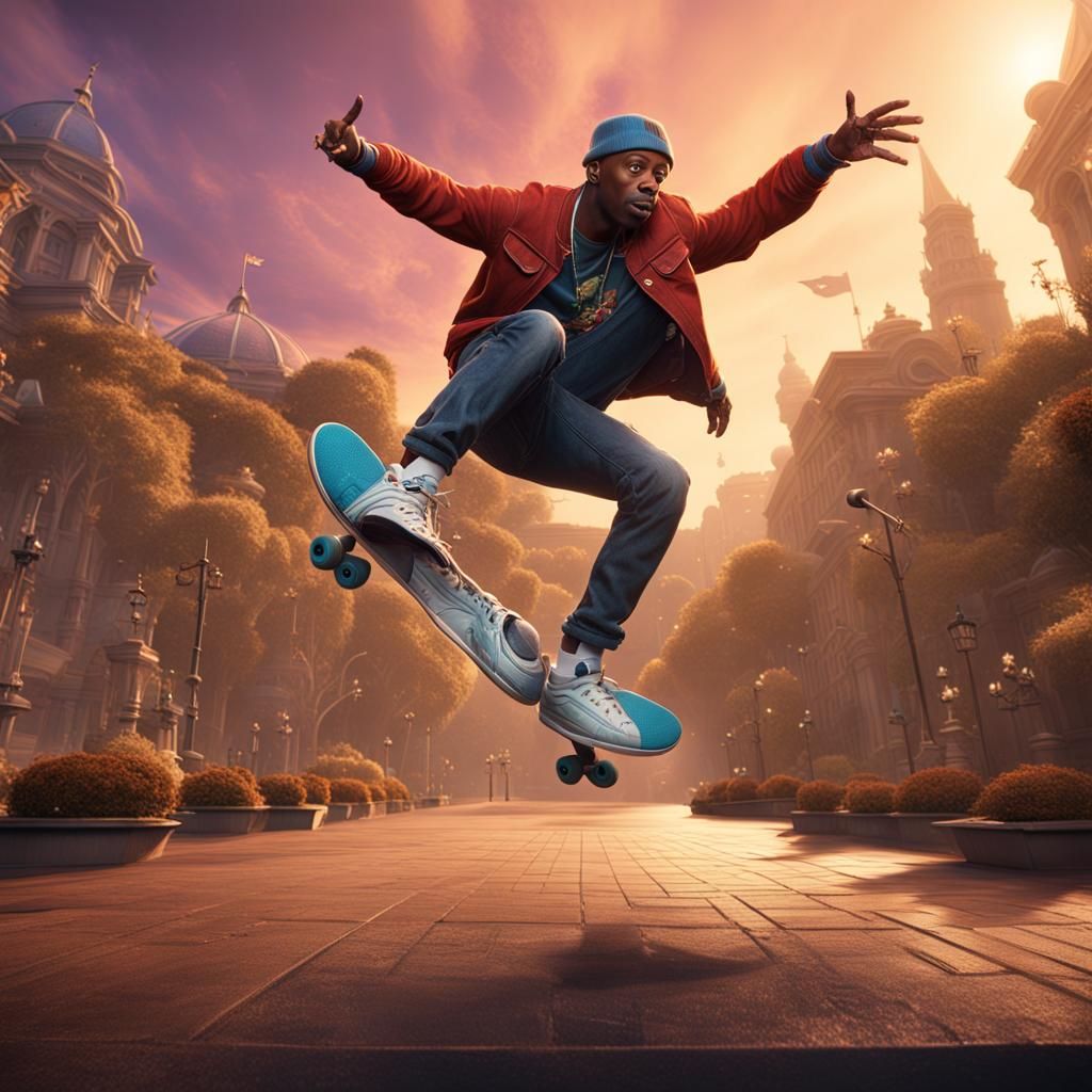 Dave Chapelle Kickflip: Detailed Matte Painting