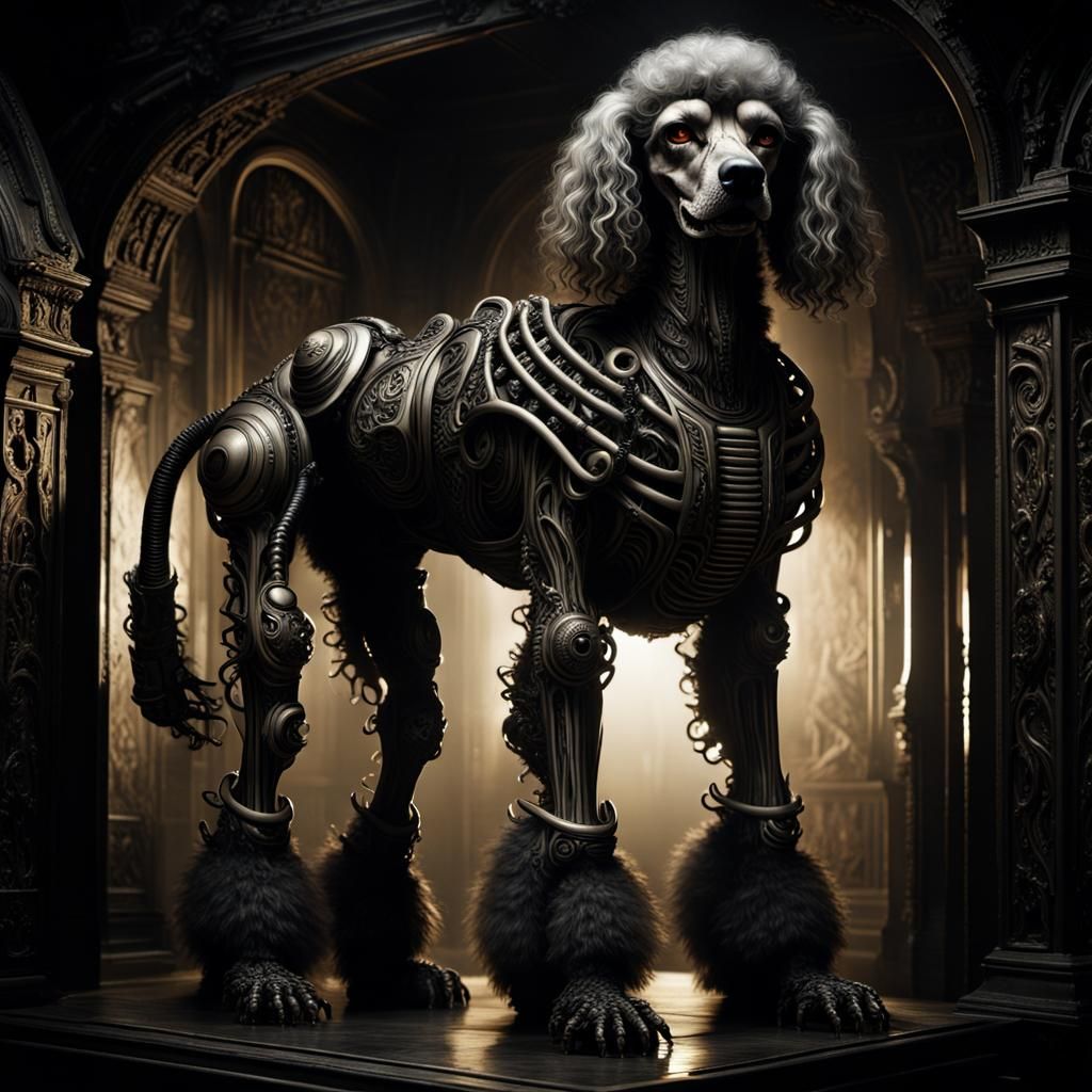 Dieselpunk Poodle Beast in Giger Style