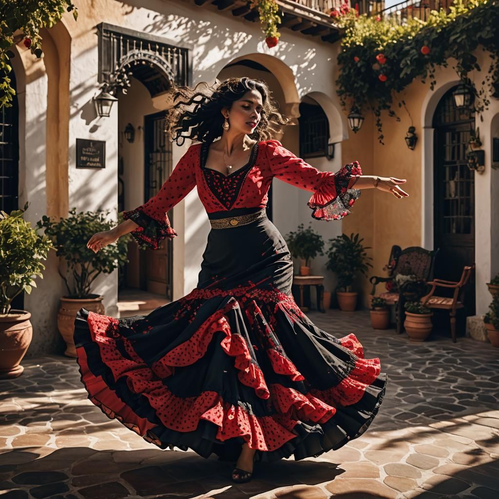 Stunning Spanish Gypsy Woman Dancing Flamenco