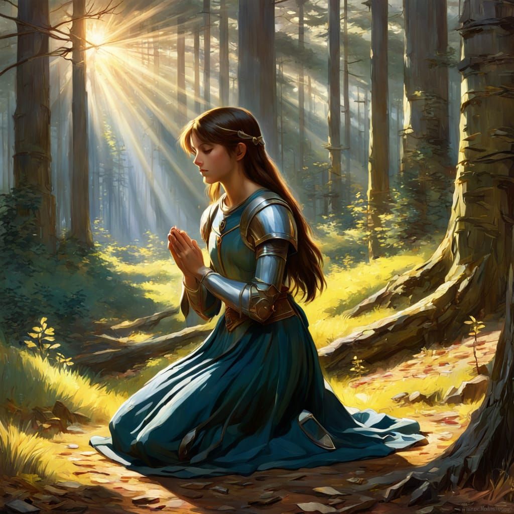 Radiant Paladin Prayers in Anime Style