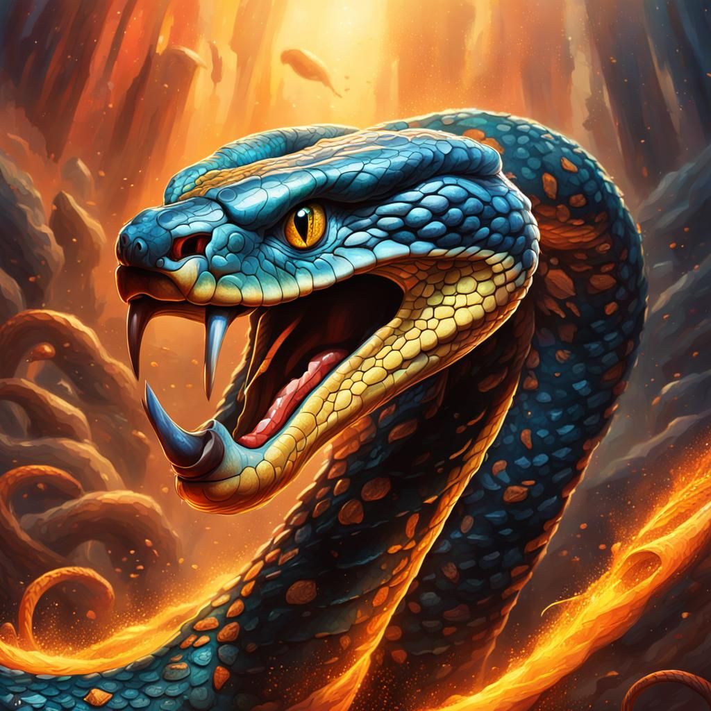 Majestic Cobra: Heroic Serpent in Hyperrealistic Style