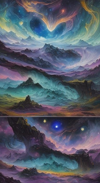 Surreal Moonscape in Vibrant Oil Painting Style