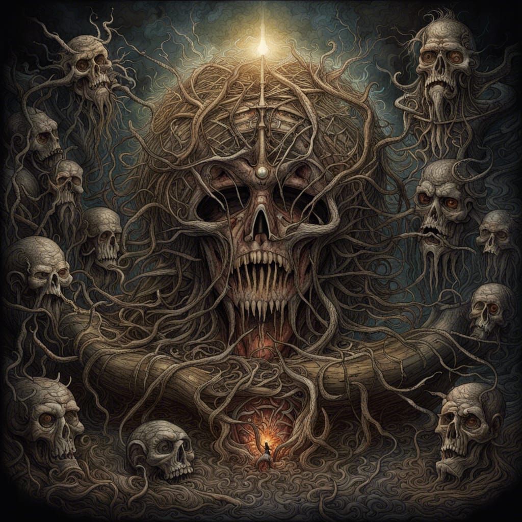 Complex Sci-Fi Satanism Art: Twisted Fairytale Horror