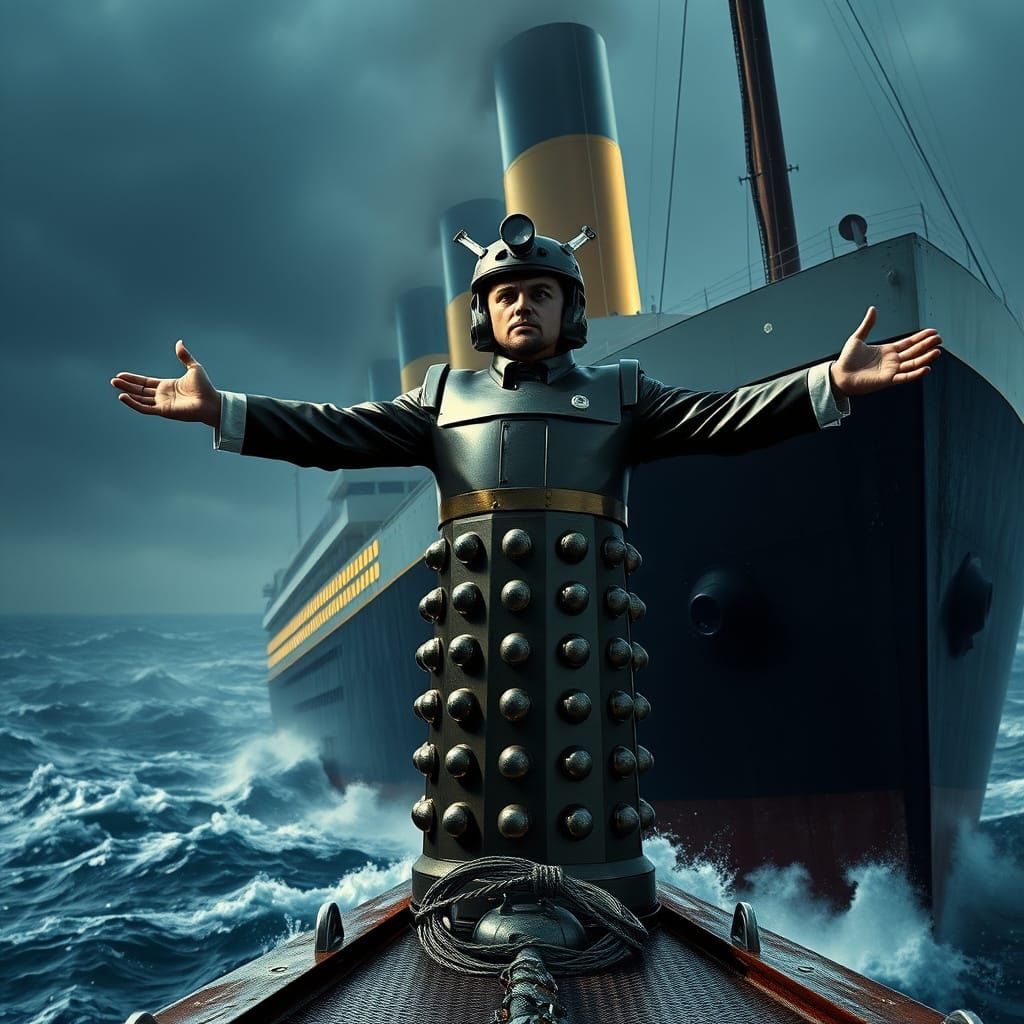 Leonardo DiCaprio as a Dalek on the Sinking Titanic
