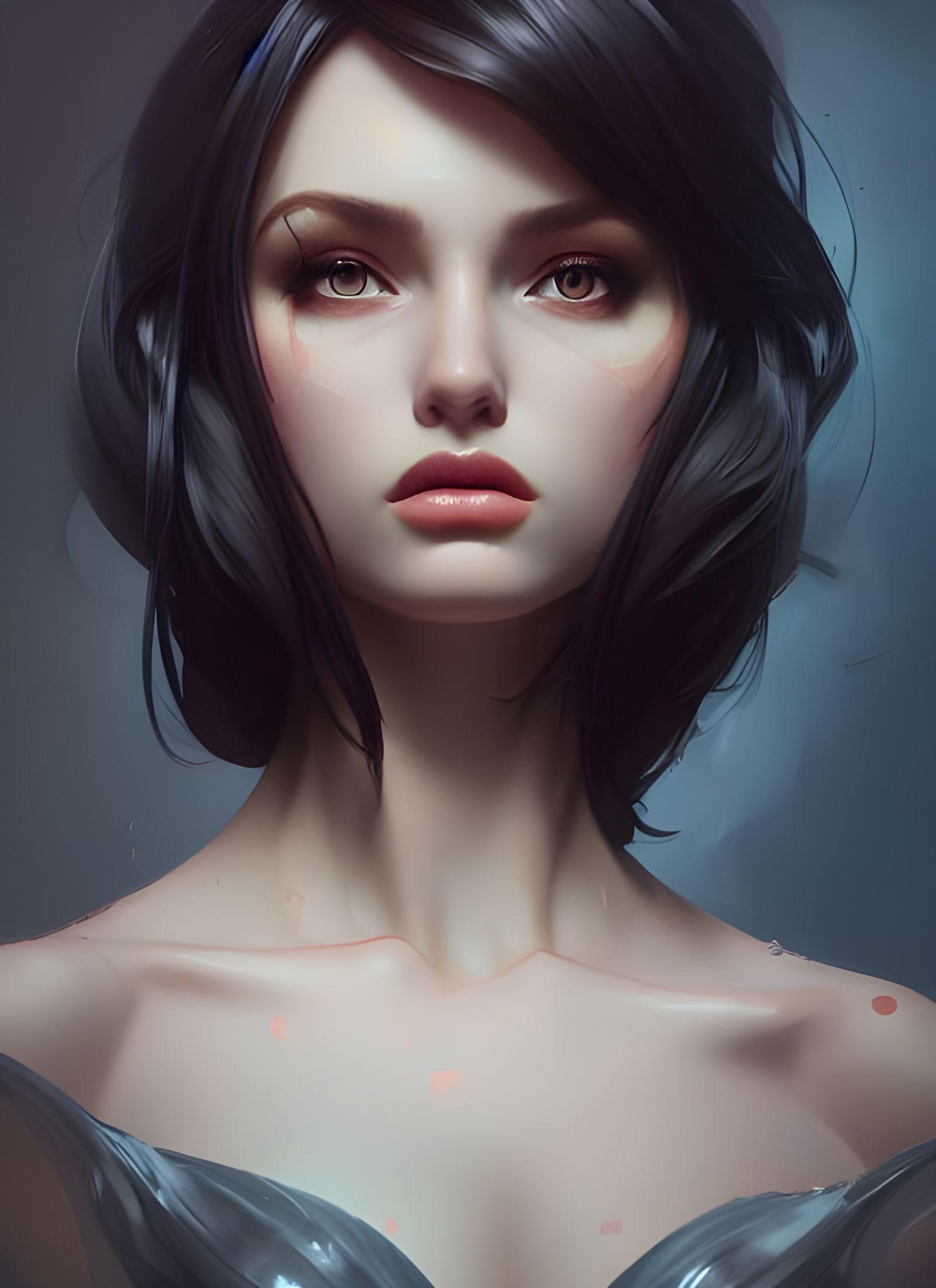 Portrait of a Cute Woman in Art Nouveau Style