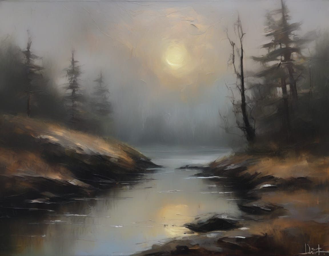 Romantic Landscape Oil Painting in Friedrich Style