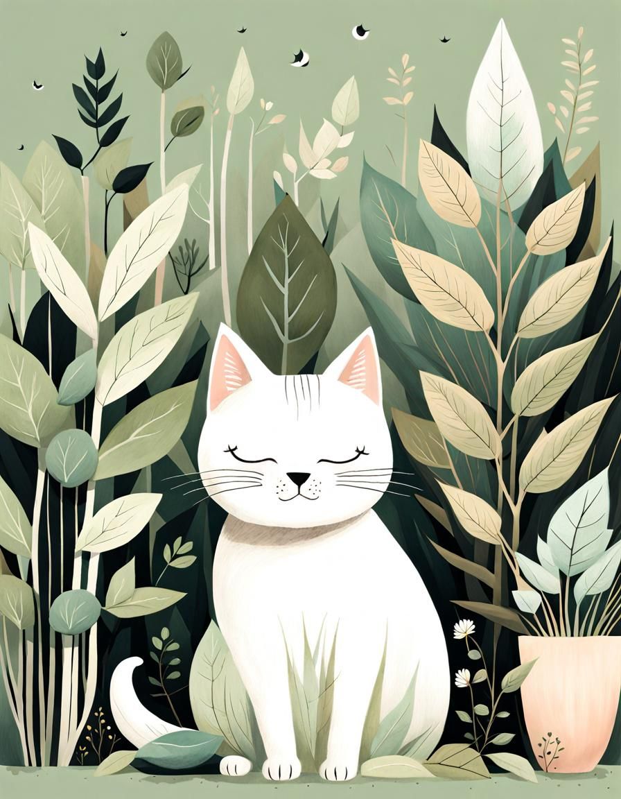 Cute Cat Clipart in Pastel Nursery Art Style