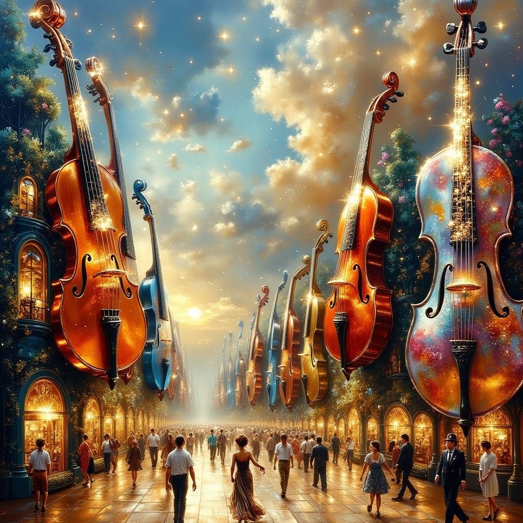 Vibrant Dreamscapes: Whimsical City of Melodic Wonders