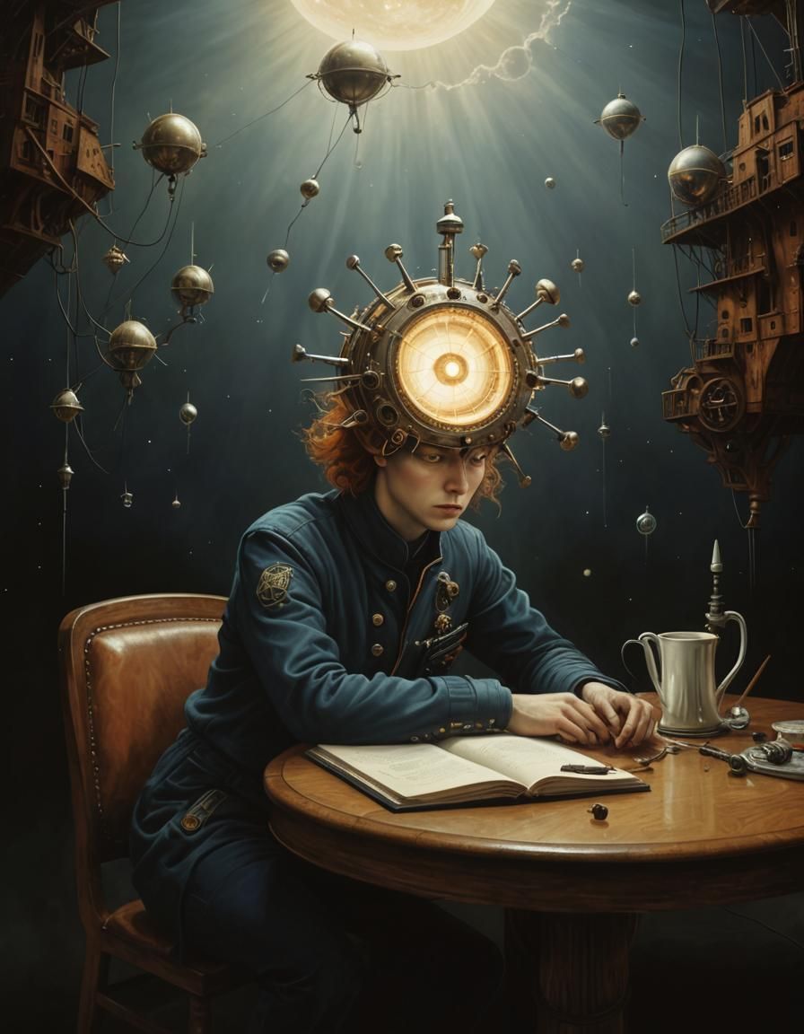 Magical Spaceships Orbiting in Surreal Biological Art