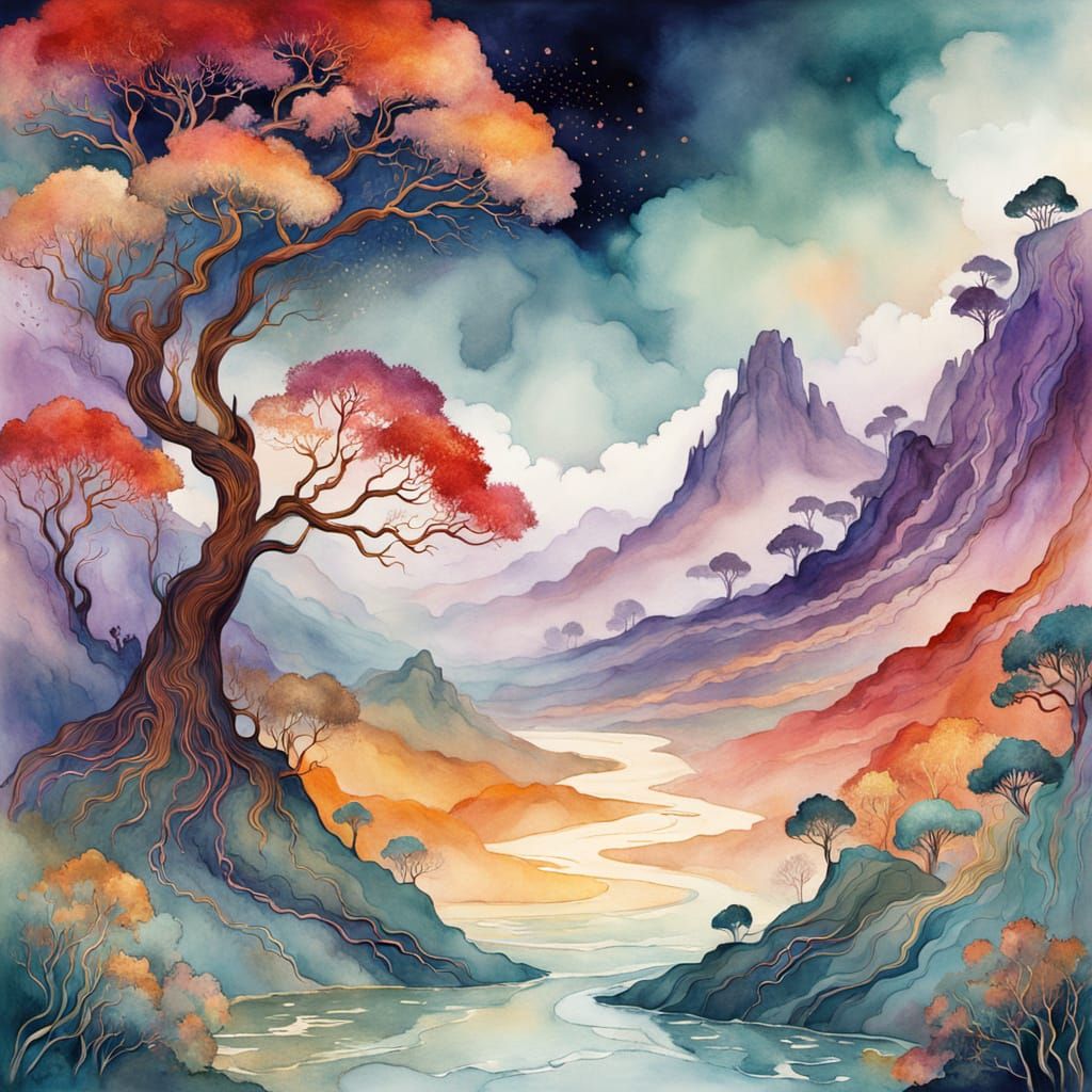 Ethereal Dreamscapes in Soft Watercolor Hues